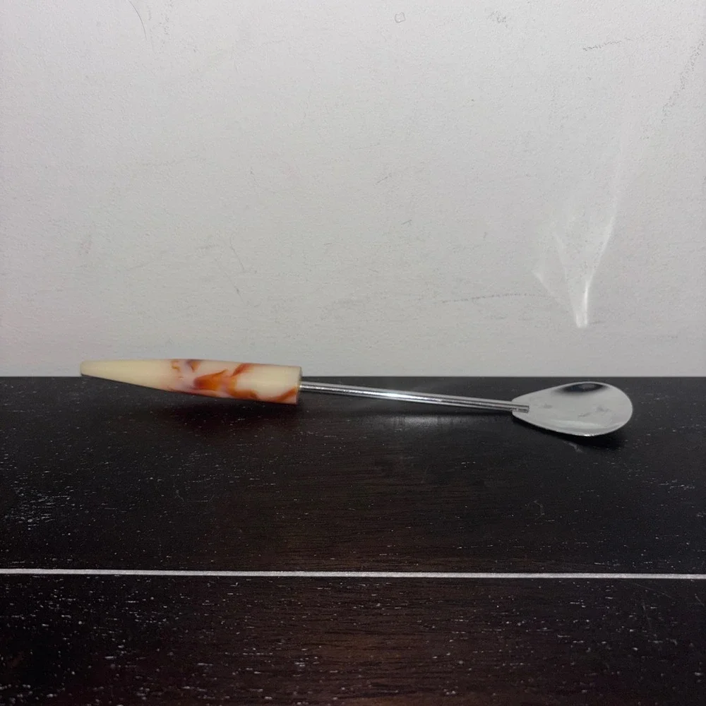 Vintage | MCM | Bakelite‎ Marbled Amber | Iced Tea/Cocktail/Milkshake Spoon | 9